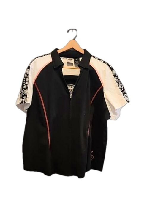 Harley-Davidson Tops - Vintage Y2K Harley Davidson full zip paisley pattern biker shirt 2W